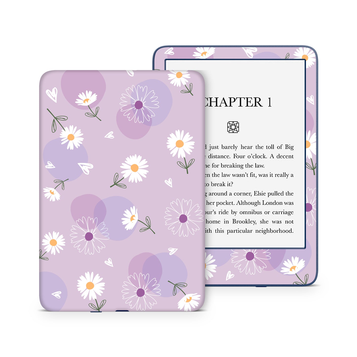 Daisy flowers with hearts 3M premium vinyl skins wraps for Amazon Kindle
