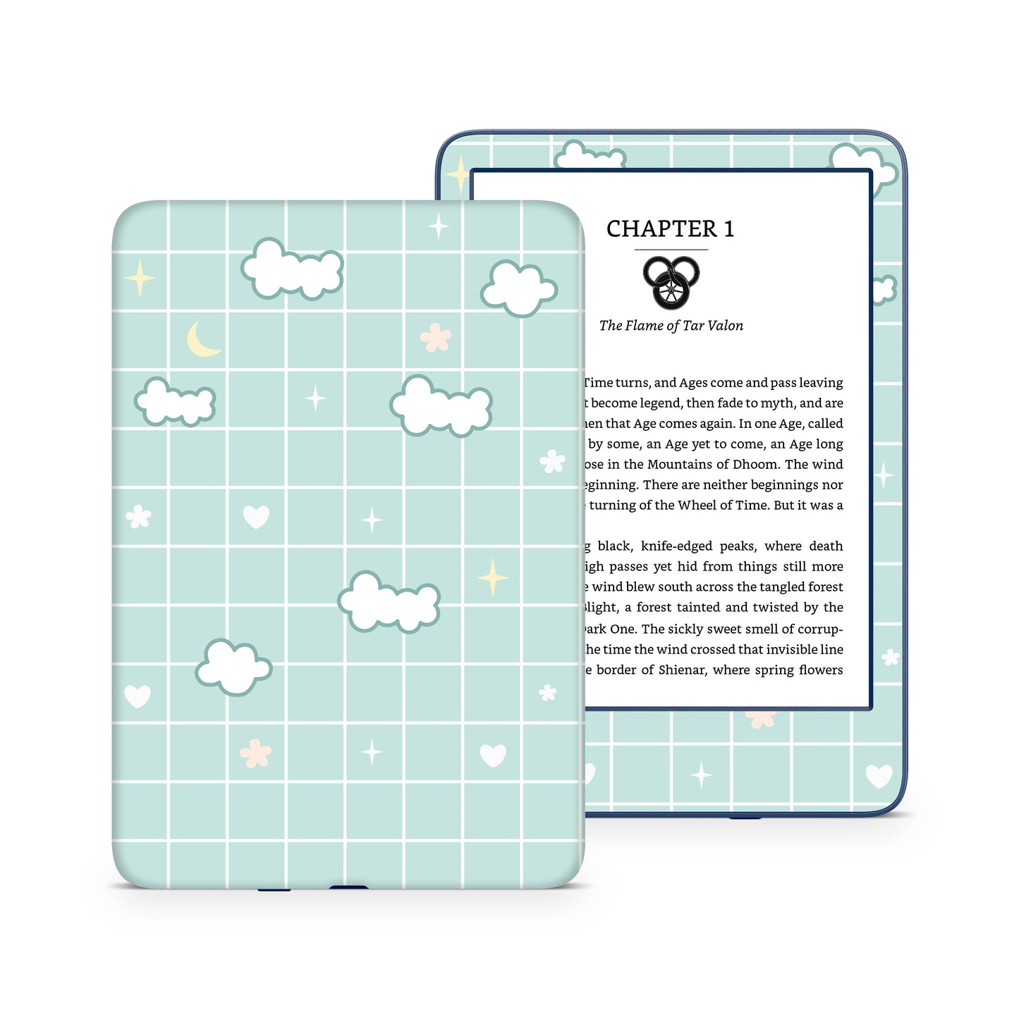 Cut bunny on Pastel teal plaid 3M Premium Vinyl Skin/Wrap for Amazon Kindle
