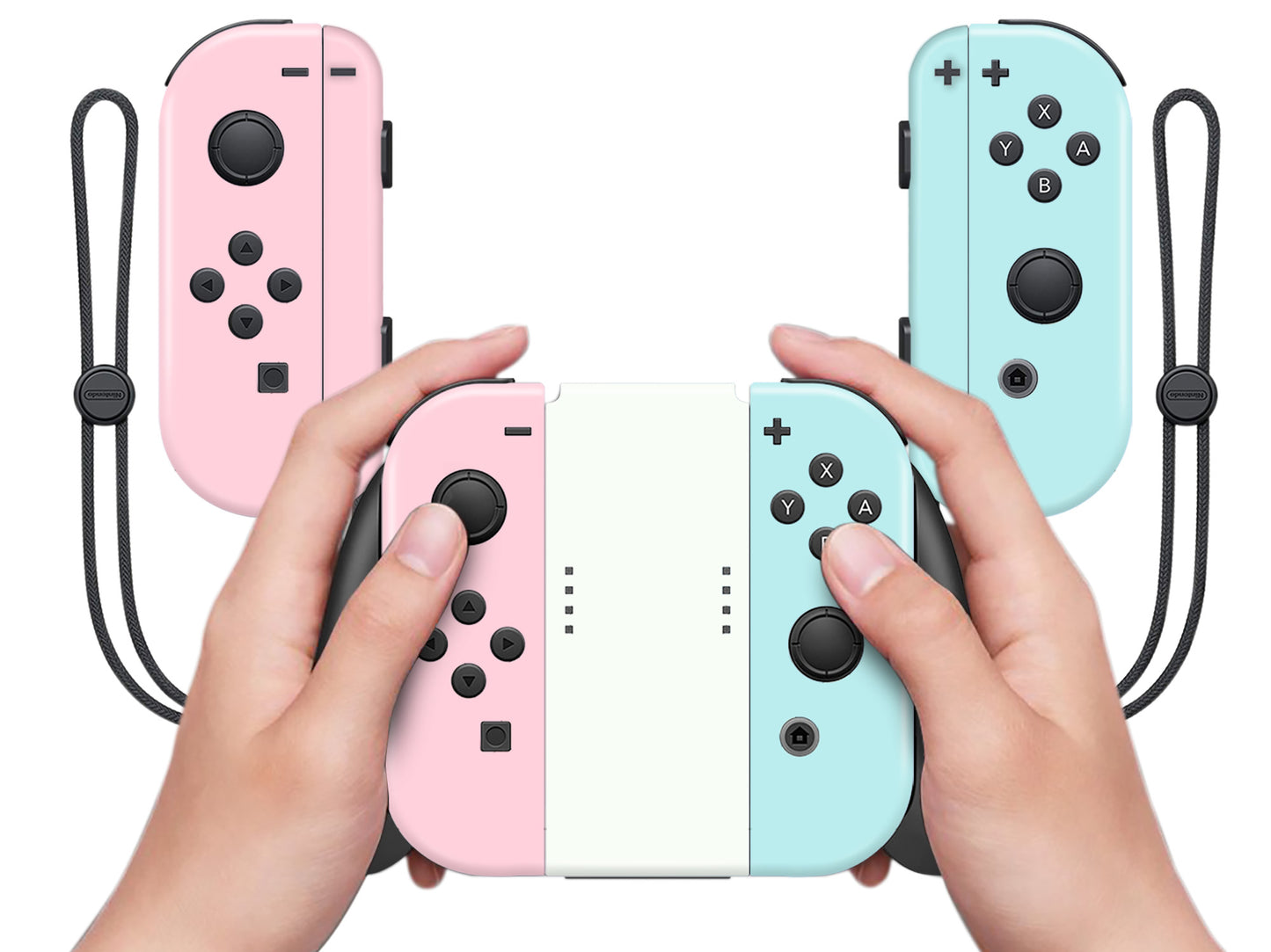Pastel pink teal and white v2 Full Wrap Vinyl Skin for Nintendo Switch