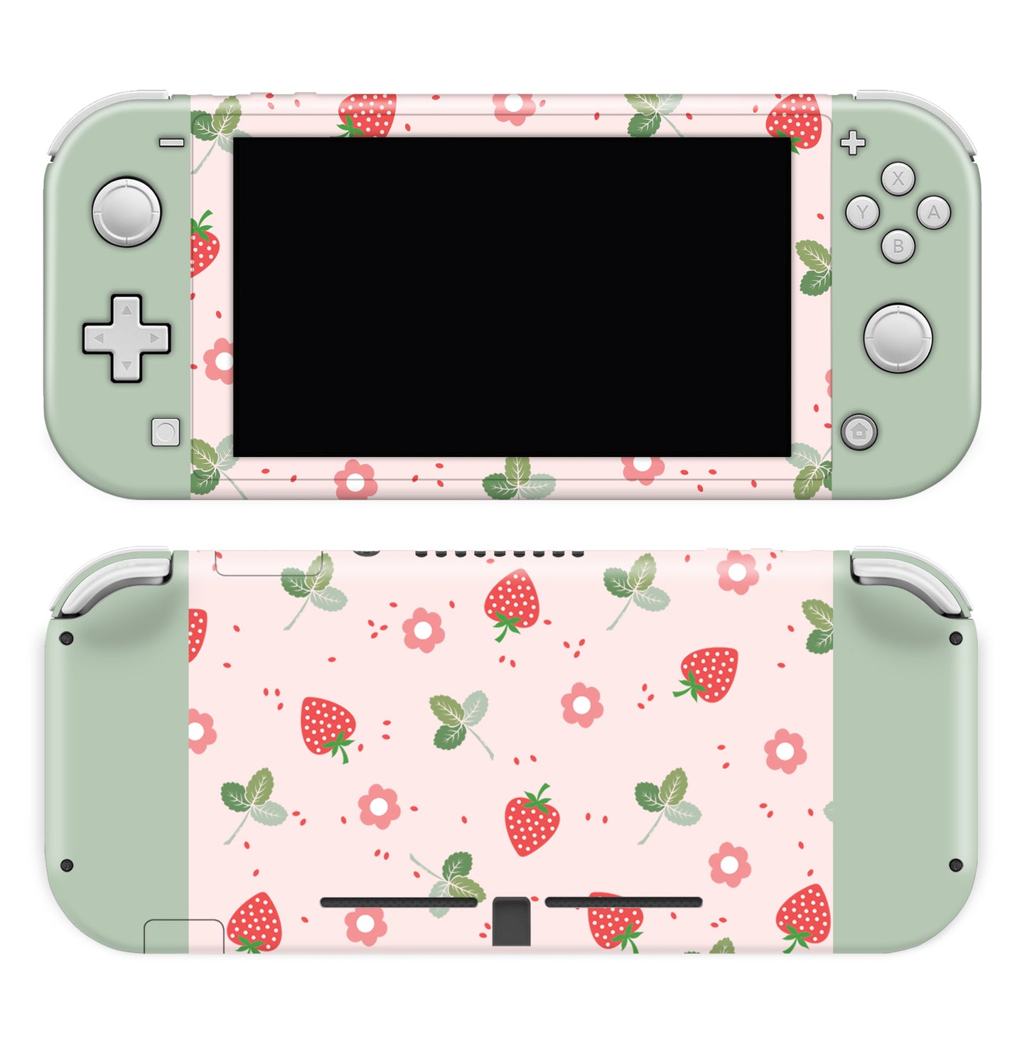 Sweet Simplicity, Strawberry & Leaves 3M Premium Cast Vinyl Skin for Nintendo Switch Lite