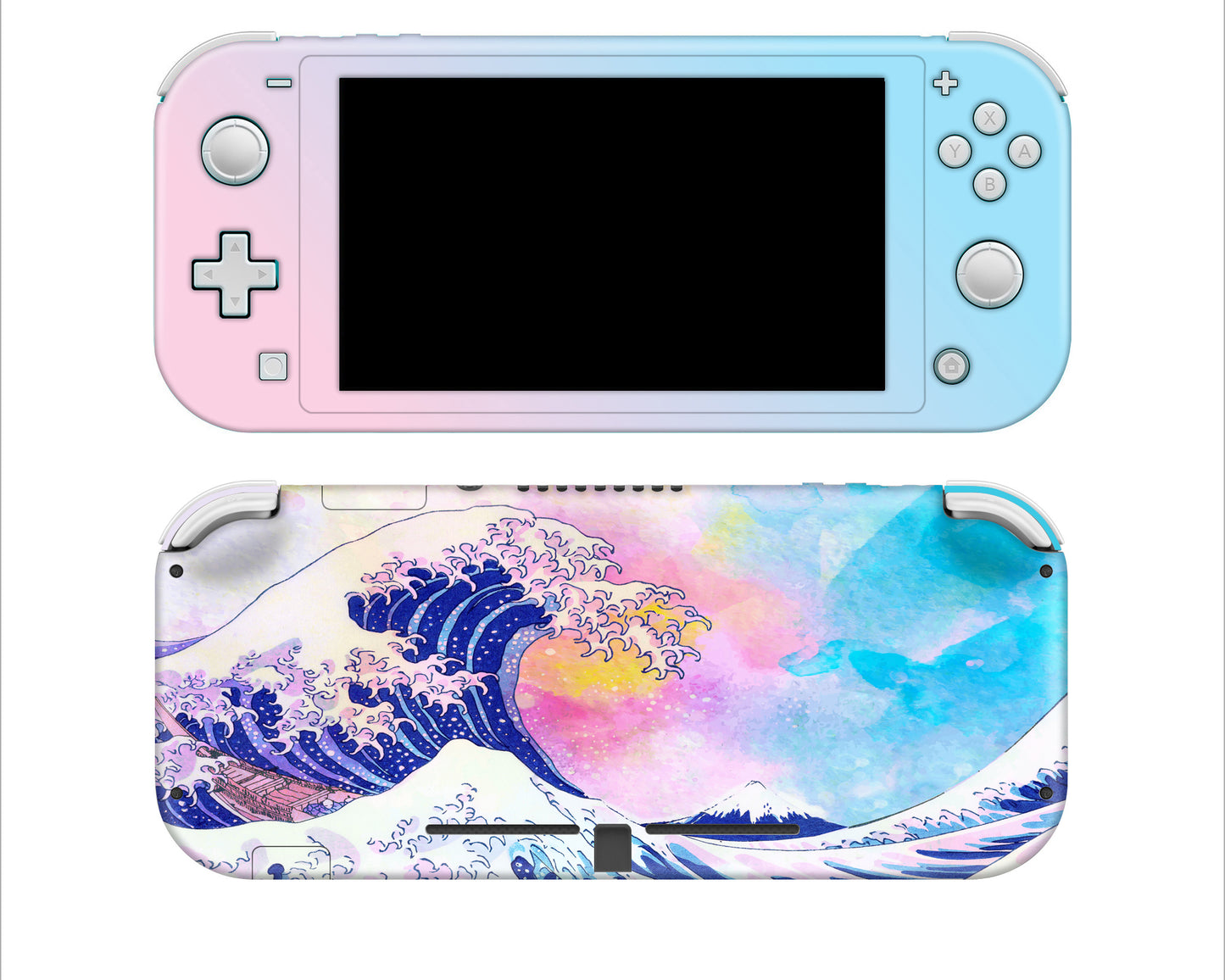 Watercolor Paint The Great Wave off Kanagawa 3M Premium Vinyl Skin/Wrap for Switch Lite