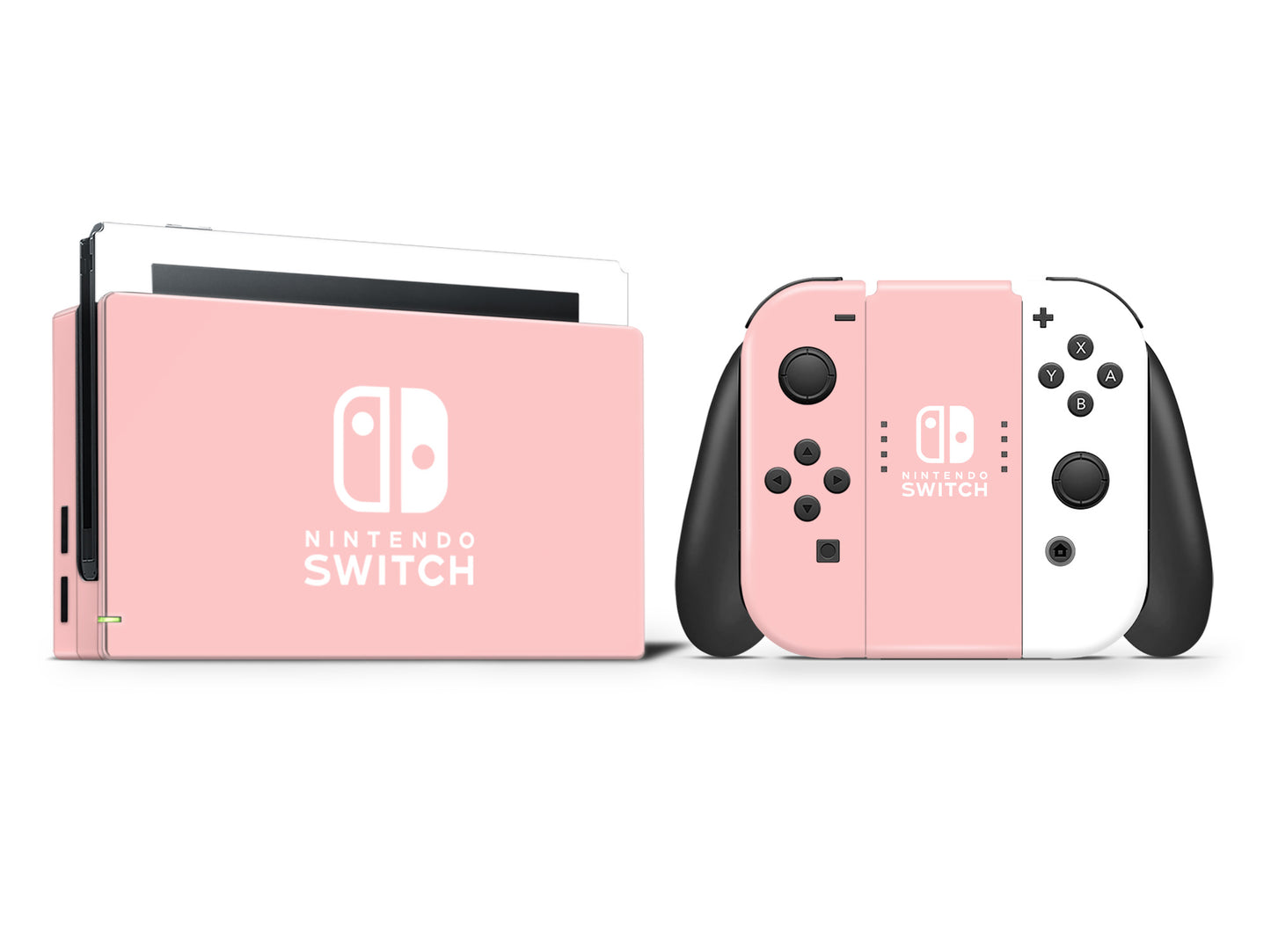 Solid Baby Pink and White Full Wrap Vinyl Skin for Nintendo Switch