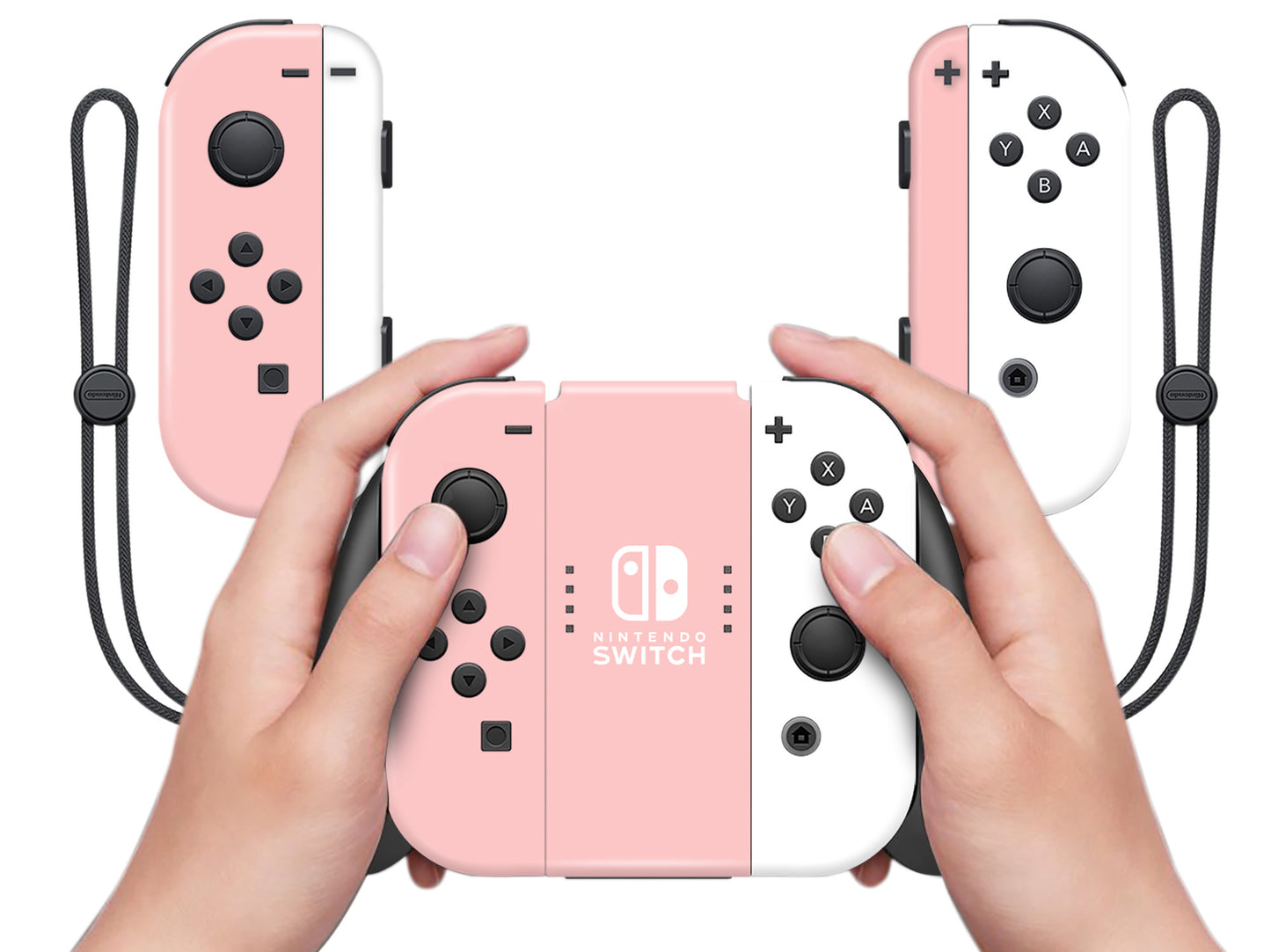 Solid Baby Pink and White Full Wrap Vinyl Skin for Nintendo Switch