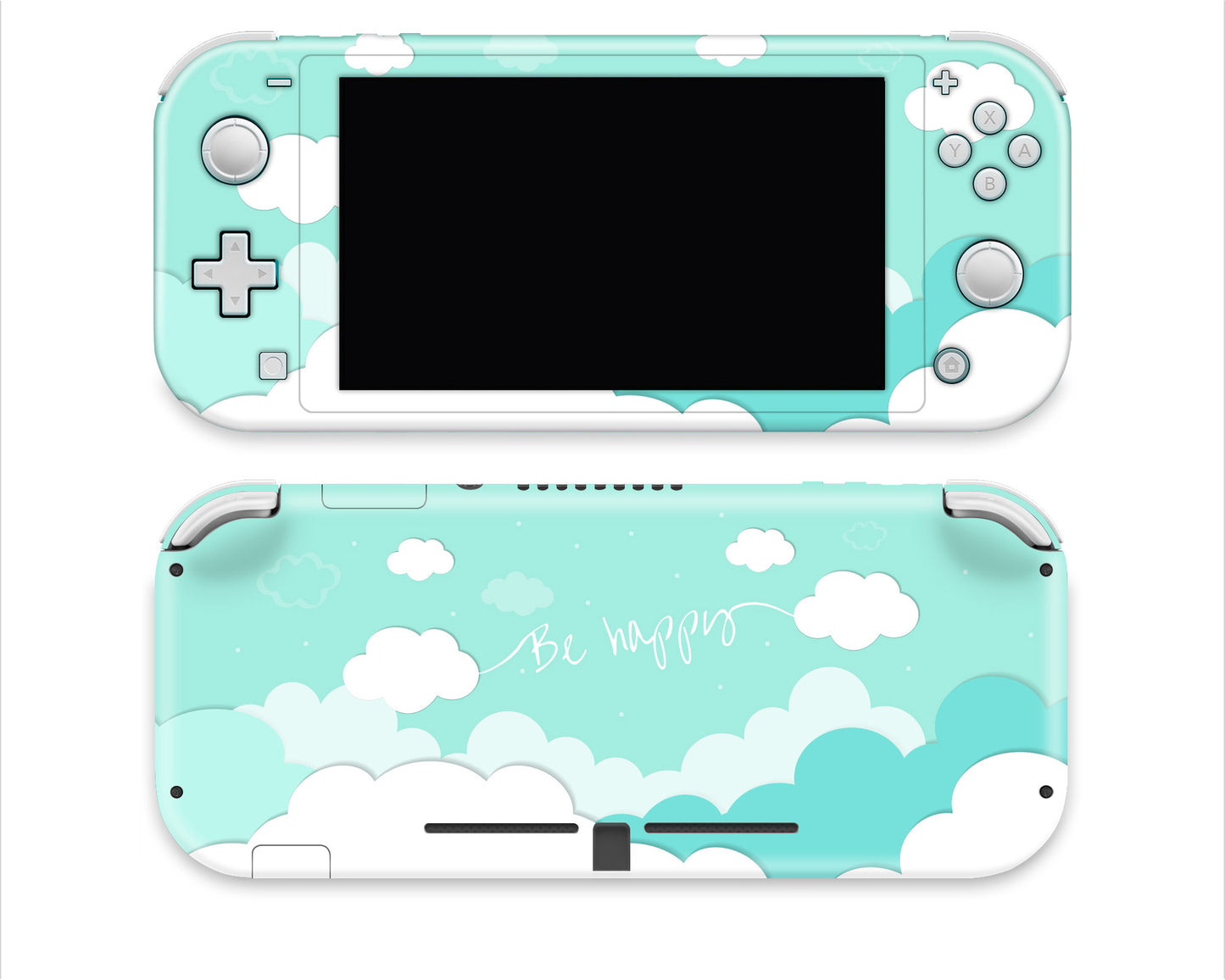 Be Happy Pastel Green Sky Clouds 3M Vinyl Skin/Wrap