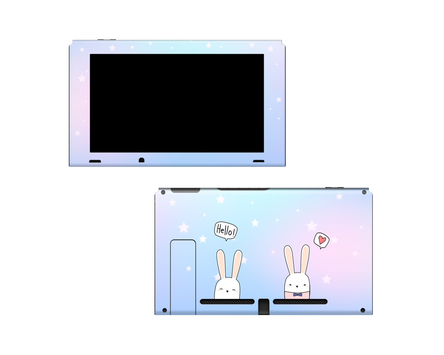 Cute Bunnies Pastel Starry Sky Full Wrap Vinyl Skin for Nintendo Switch