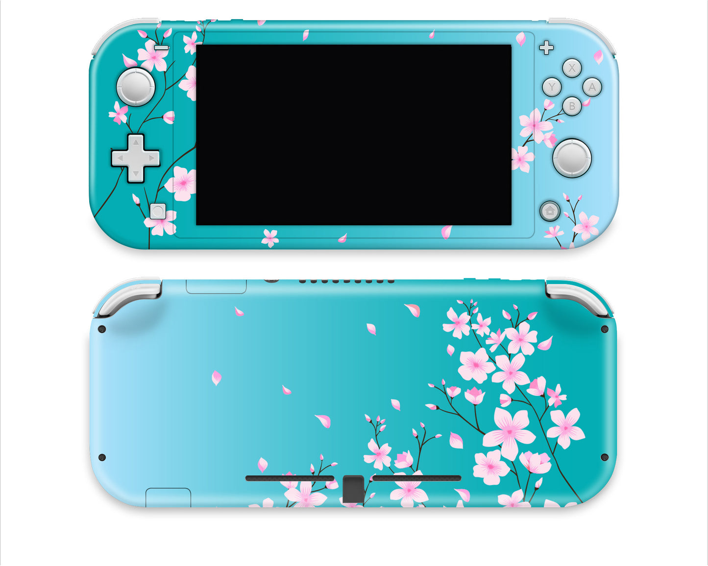 Cherry Blossom Turquoise Blue Ombre 3M Vinyl Skin/Wrap for Switch Lite
