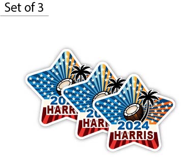 2024 Presidential Election Patriotic Sticker Kamala Harris Coconut tree Design