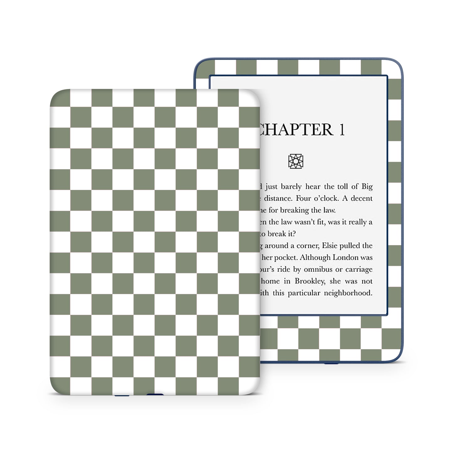 Checkerboard Dark Sage 3M premium Vinyl Skin/Wrap for Kindle