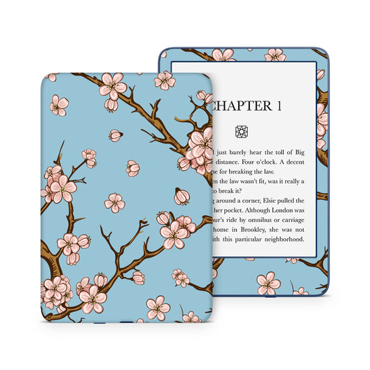 Cherry blossom sky blue 3M premium vinyl skins wraps for Amazon Kindle