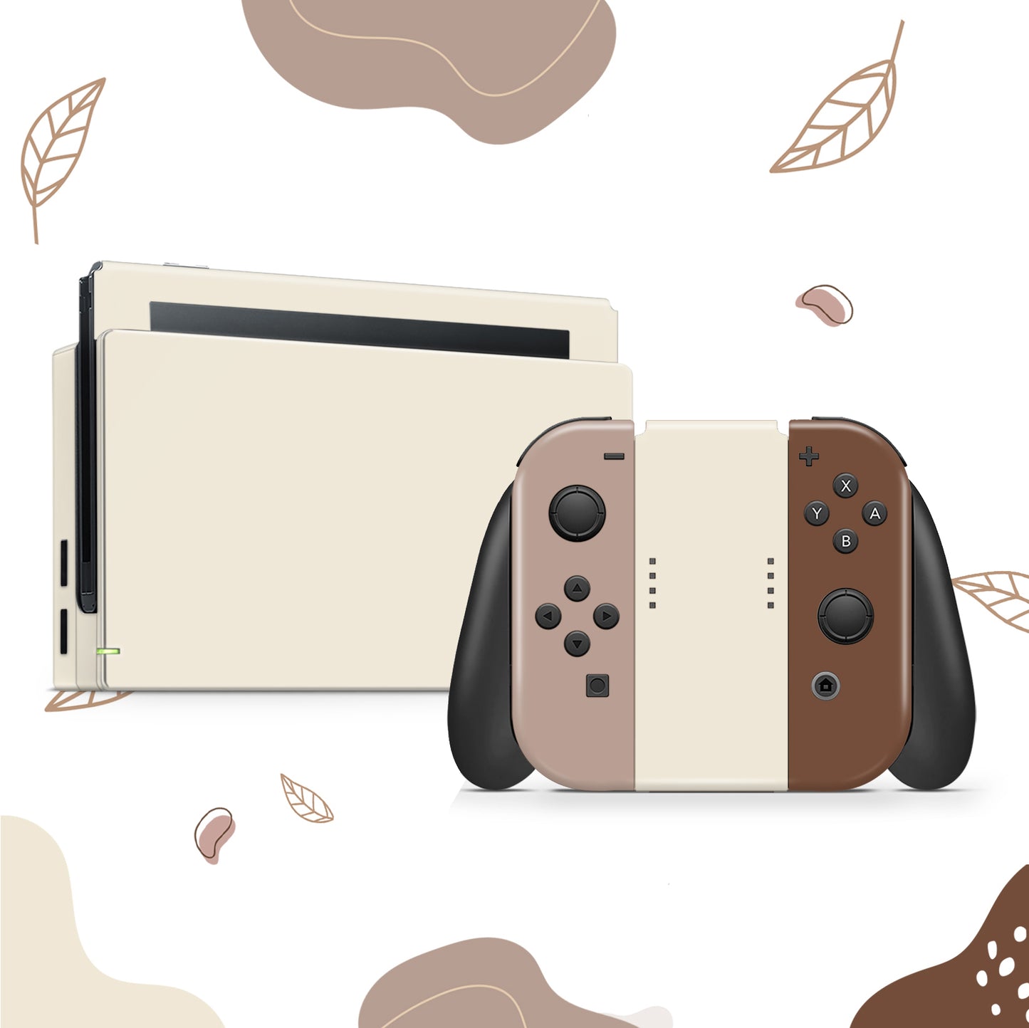 Coffee Cappuccino inspired solid color warm brown cream vanilla Full Wrap Vinyl Skin for Nintendo Switch