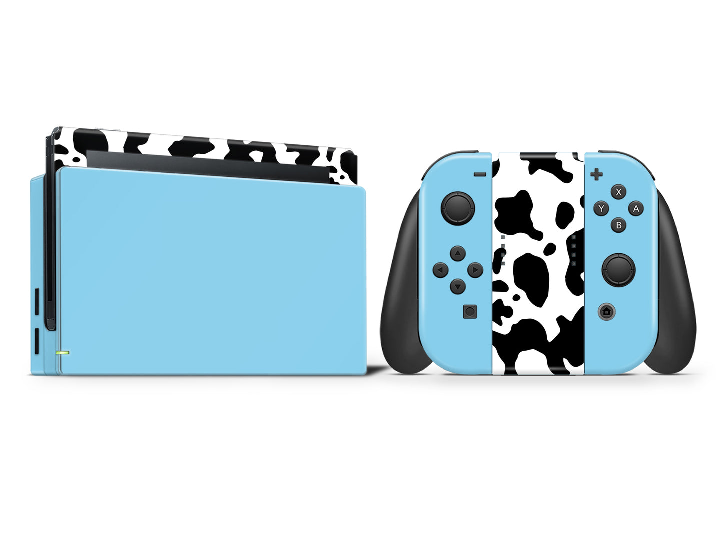 Cow print sky blue Full Wrap Vinyl Skin for Nintendo Switch