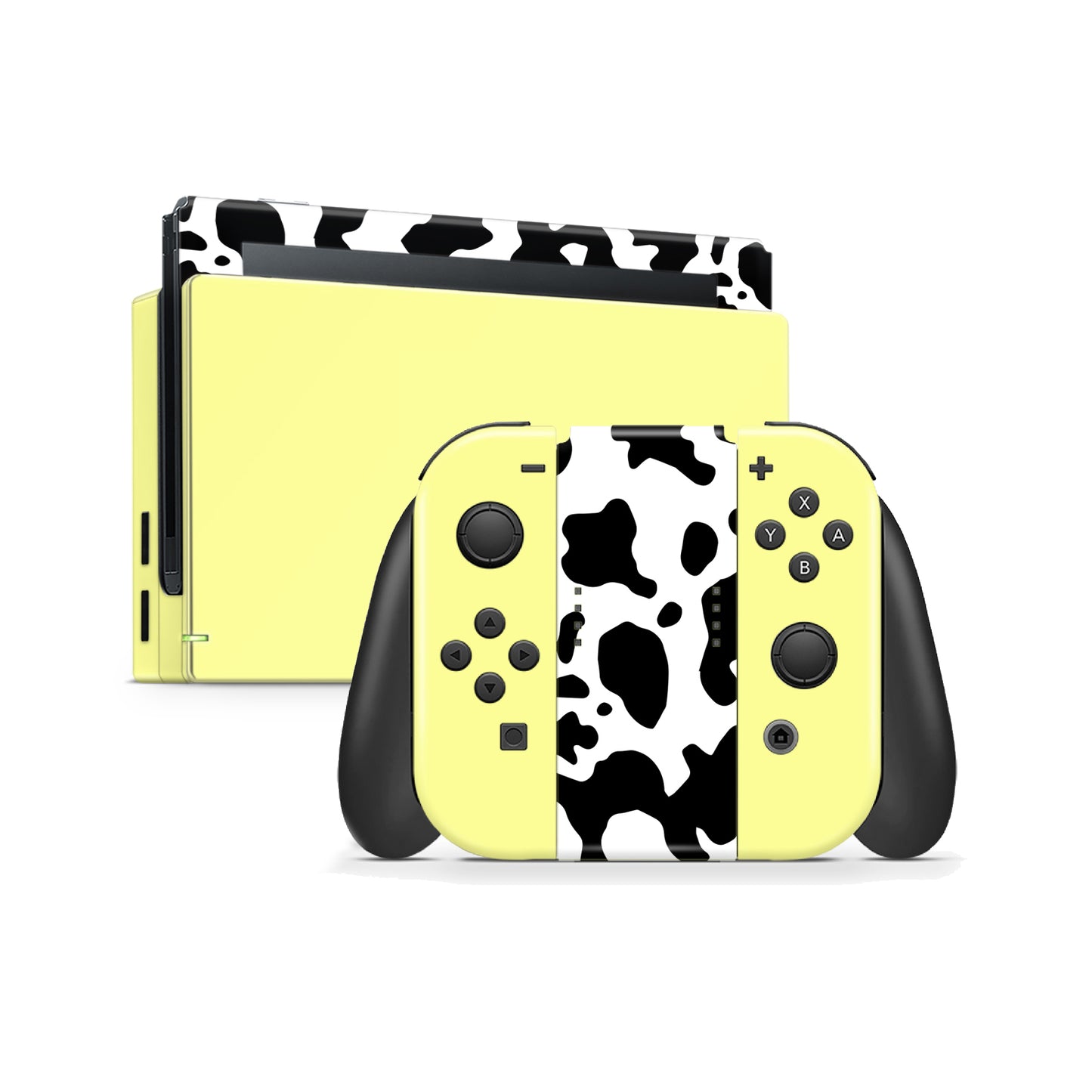 Cow print with solid color yellow Vinyl Skin for Nintendo Switch