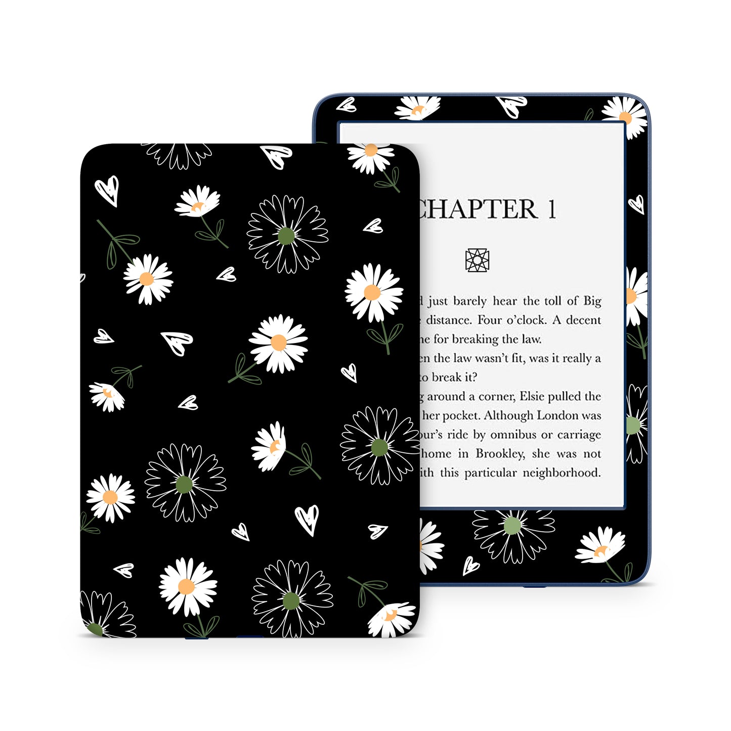 Daisy flowers with hearts 3M premium vinyl skins wraps for Amazon Kindle