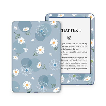 Daisy flowers with hearts 3M premium vinyl skins wraps for Amazon Kindle