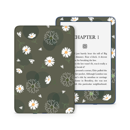 Daisy flowers with hearts 3M premium vinyl skins wraps for Amazon Kindle