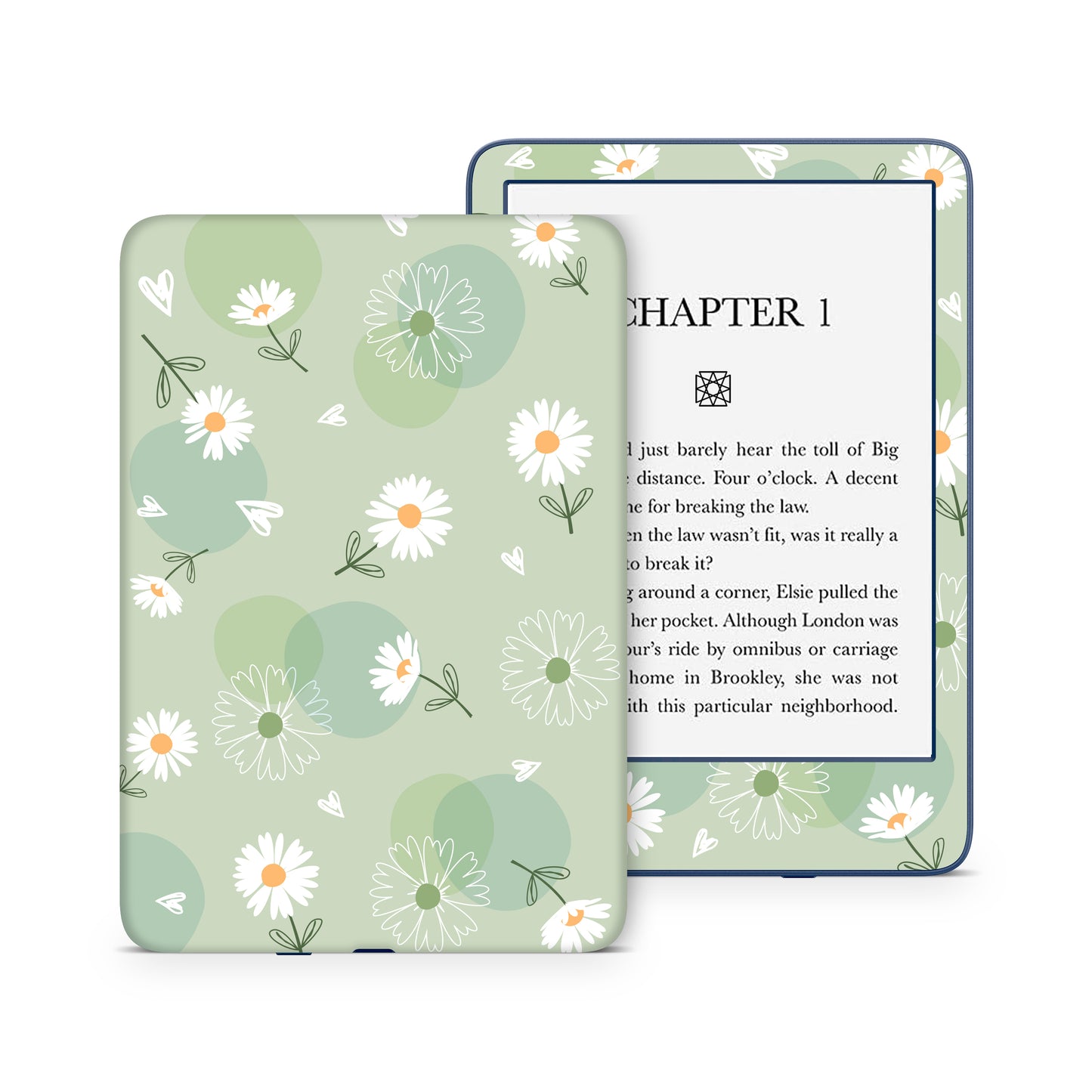 Daisy flowers with hearts 3M premium vinyl skins wraps for Amazon Kindle