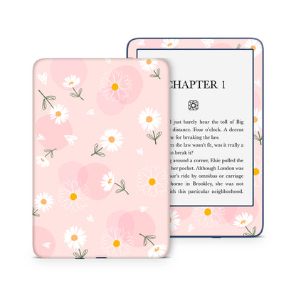 Daisy flowers with hearts 3M premium vinyl skins wraps for Amazon Kindle