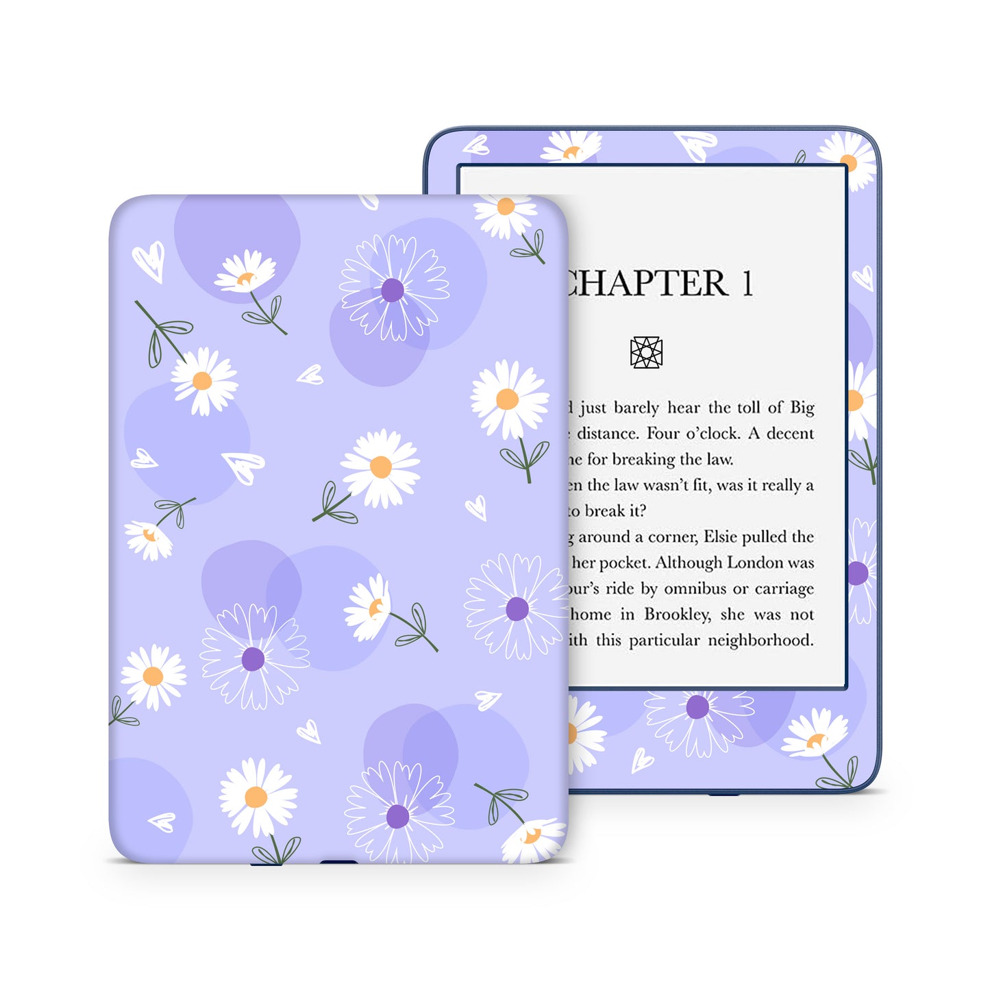 Daisy flowers with hearts 3M premium vinyl skins wraps for Amazon Kindle