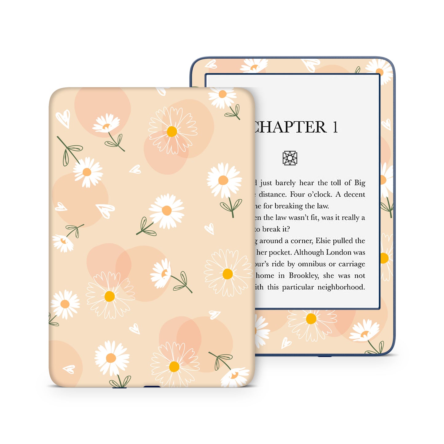 Daisy flowers with hearts 3M premium vinyl skins wraps for Amazon Kindle