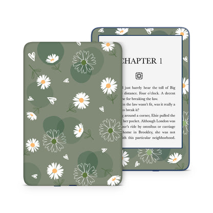 Daisy flowers with hearts 3M premium vinyl skins wraps for Amazon Kindle