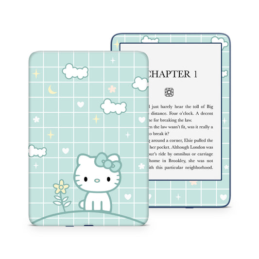 Cut bunny on Pastel teal plaid 3M Premium Vinyl Skin/Wrap for Amazon Kindle