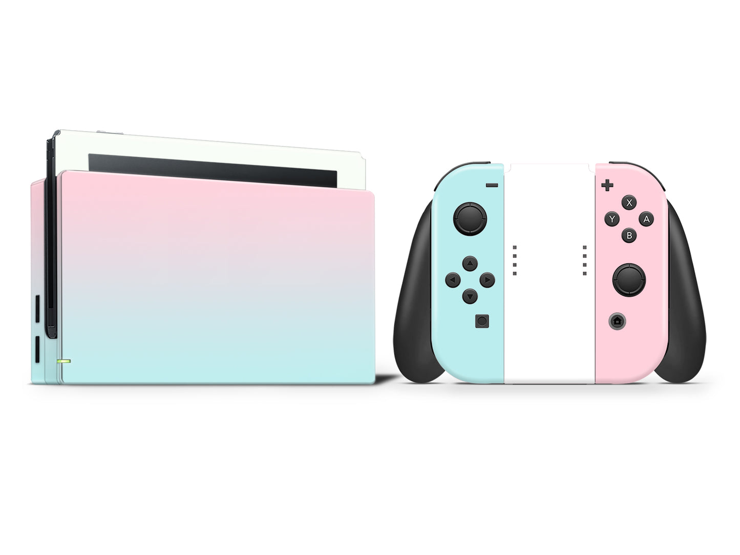 Pastel pink teal and white Full Wrap Vinyl Skin for Nintendo Switch