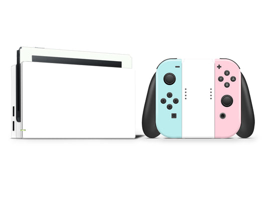 Pastel pink teal and white v2 Full Wrap Vinyl Skin for Nintendo Switch