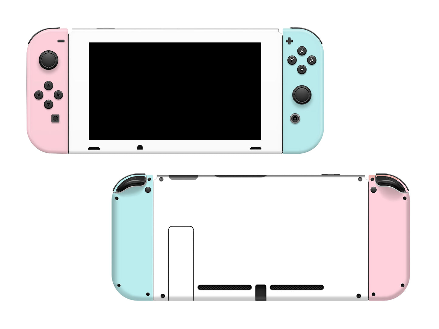 Pastel pink teal and white v2 Full Wrap Vinyl Skin for Nintendo Switch