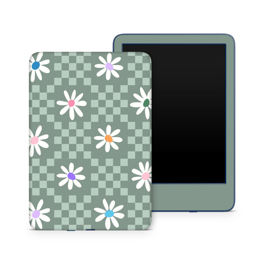 White Flower on Eden Green 3M premium Vinyl Skin/Wrap for Kindle