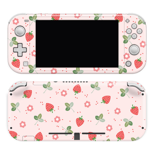 Sweet Simplicity, Strawberry & Leaves 3M Premium Cast Vinyl Skin for Nintendo Switch Lite