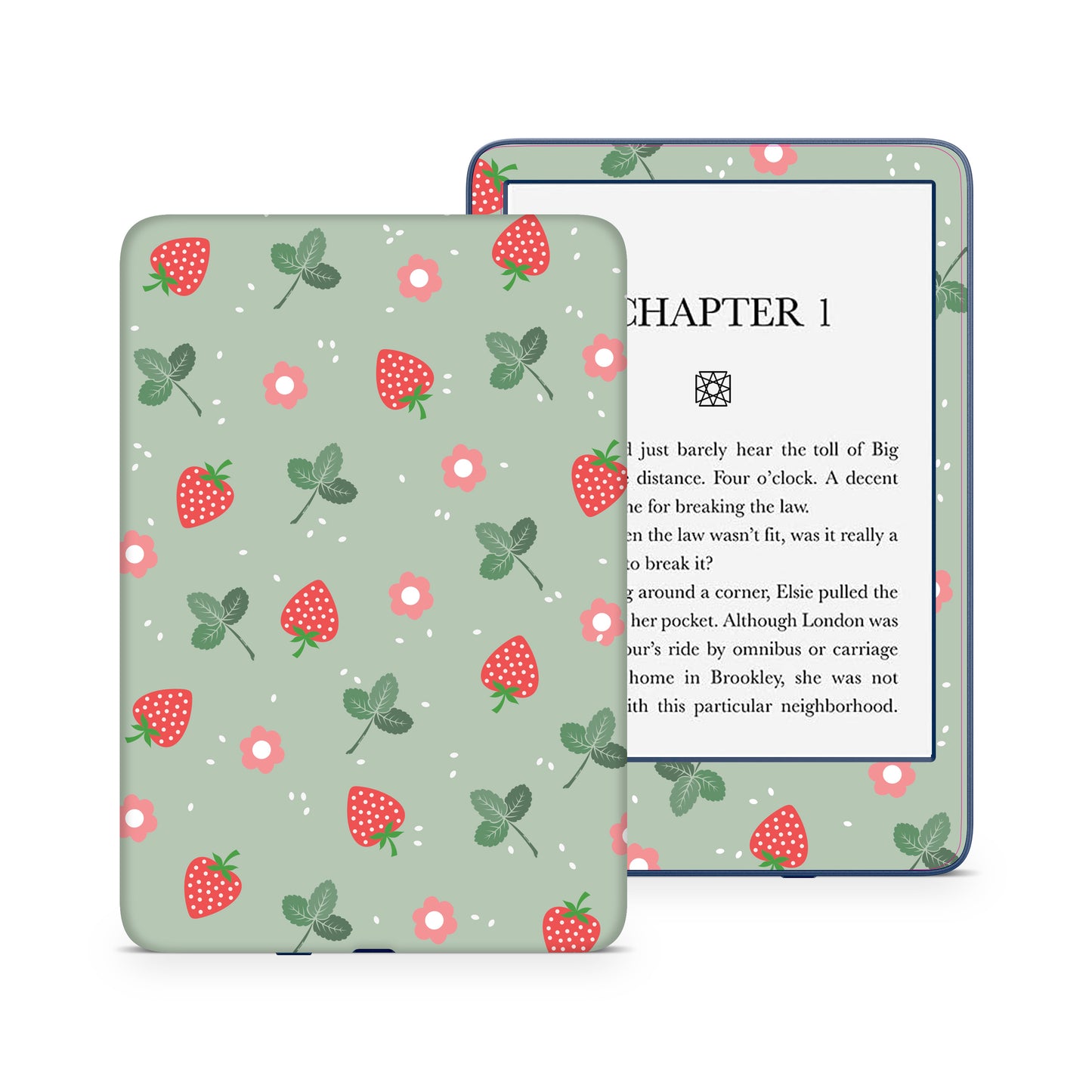 Sweet strawberry on sage green 3M premium Vinyl Skin/Wrap for Kindle