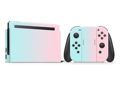 Pastel Teal Pink Ombre Full Wrap Vinyl Skin for Nintendo Switch