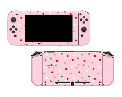 AC Leaf Pastel Pink Full Wrap Vinyl Skin for Nintendo Switch