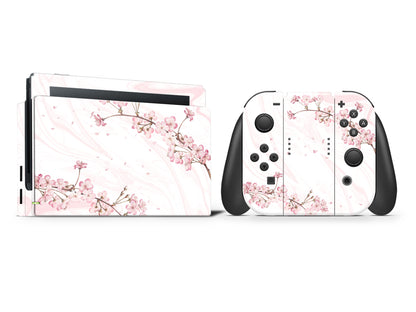 Cherry Blossom Pastel Pink Marble Full Wrap Vinyl Skin for Nintendo Switch