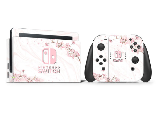 Cherry Blossom Pastel Pink Marble (V2) Full Wrap Vinyl Skin for Nintendo Switch