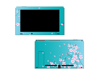 Cherry Blossom Turquoise to blue ombre Full Wrap Vinyl Skin for Nintendo Switch