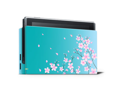 Cherry Blossom Turquoise to blue ombre Full Wrap Vinyl Skin for Nintendo Switch