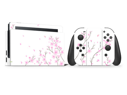 Cherry Blossom on Pure White Full Wrap Vinyl Skin for Nintendo Switch