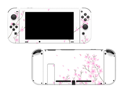 Cherry Blossom on Pure White Full Wrap Vinyl Skin for Nintendo Switch