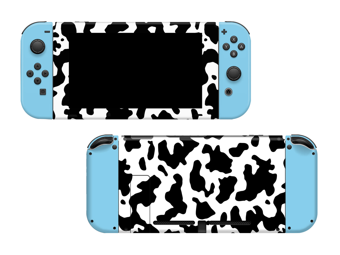 Cow print sky blue Full Wrap Vinyl Skin for Nintendo Switch