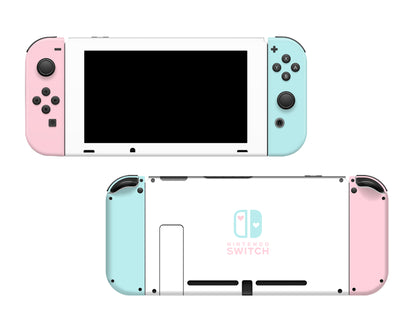 Pastel pink teal and white v2 Full Wrap Vinyl Skin for Nintendo Switch