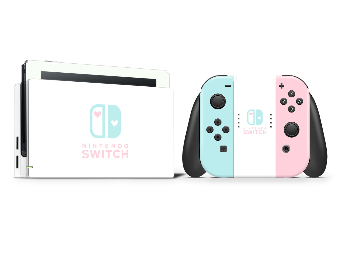 Pastel pink teal and white v2 Full Wrap Vinyl Skin for Nintendo Switch