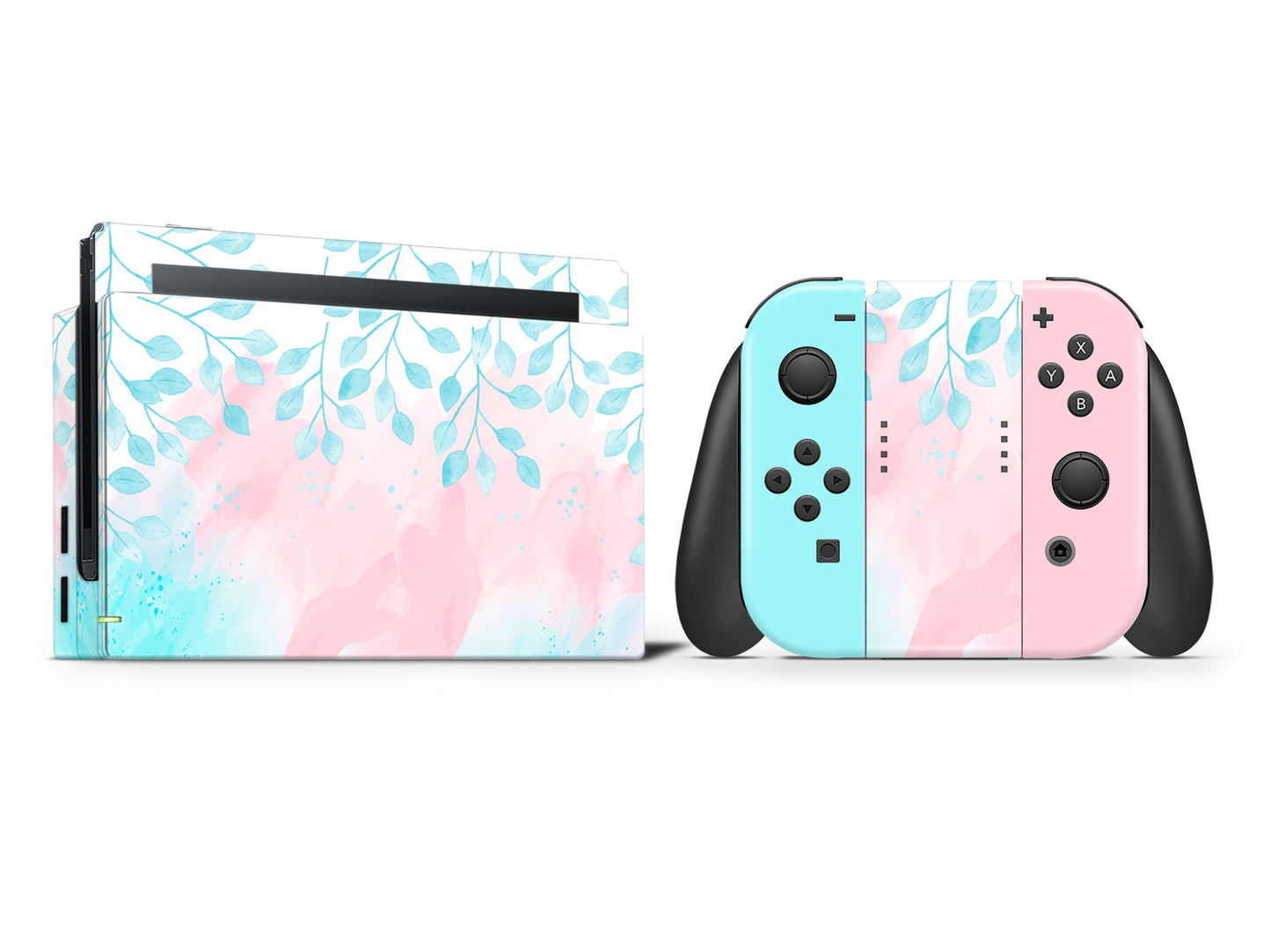 Watercolor Painting Leaves (V2) Full Wrap Vinyl Skin for Nintendo Switch
