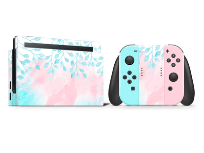 Watercolor Painting Leaves (V2) Full Wrap Vinyl Skin for Nintendo Switch